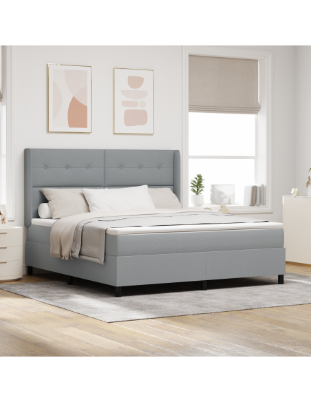 Letto a Sorgente LED Grigio chiaro 180 x 200 cm Tessuto