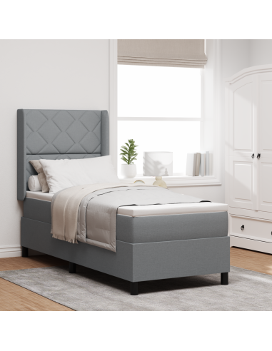 Letto a Sorgente LED Grigio chiaro 80 x 200 cm Tessuto