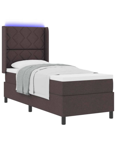Letto a Sorgente LED Marrone Scuro 80 x 200 cm Tessuto