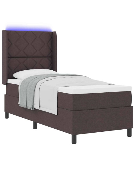 Letto a Sorgente LED Marrone Scuro 80 x 200 cm Tessuto