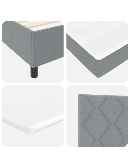 Letto a Sorgente LED Grigio chiaro 100 x 200 cm Tessuto