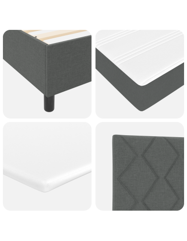 Letto a Sorgente LED Grigio scuro 100 x 200 cm Tessuto