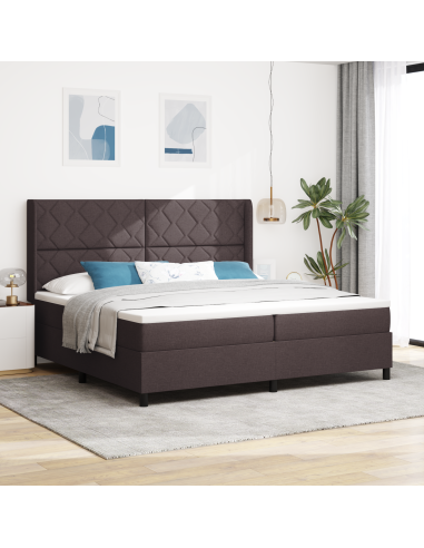 Letto a Sorgente LED Marrone Scuro 200 x 200 cm Tessuto