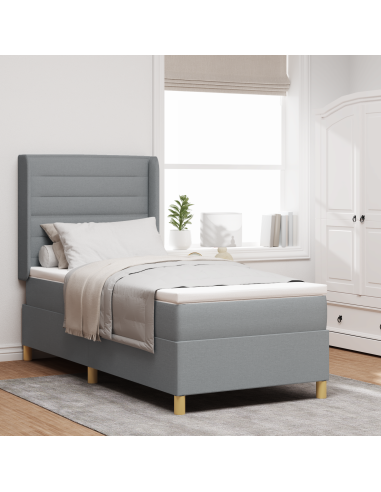 Letto a molle con materasso Grigio chiaro 90 x 190 cm Tessuto