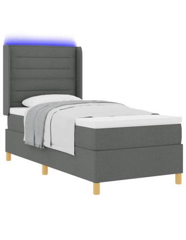 Letto a molle con materasso Grigio 100 x 200 cm Tessuto