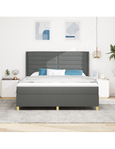 Letto a molle con materasso Grigio 140 x 200 cm Tessuto