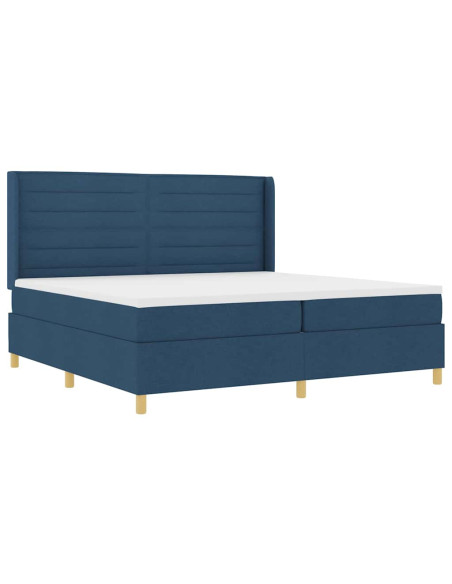 Letto a molle con strisce LED Blu 200 x 200 cm Tessuto