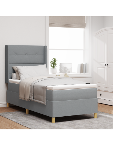 Letto a molle con materasso Grigio chiaro 140 x 200 cm Tessuto