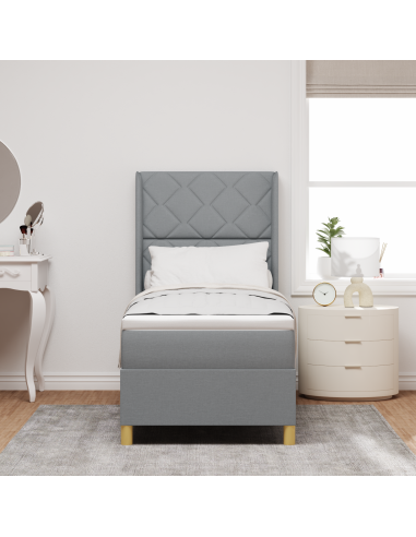 Letto a molle con materasso Grigio chiaro 140 x 200 cm Tessuto