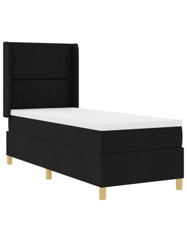 Letto a molle con materasso Nero 140 x 200 cm Tessuto