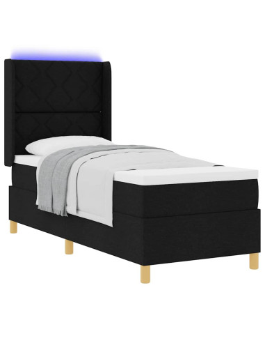 Letto a molle con materasso Nero 140 x 200 cm Tessuto