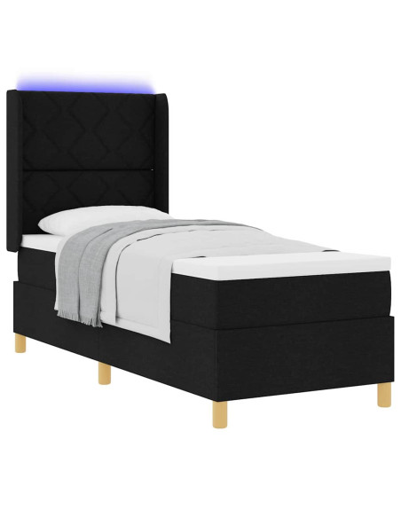 Letto a molle con materasso Nero 140 x 200 cm Tessuto