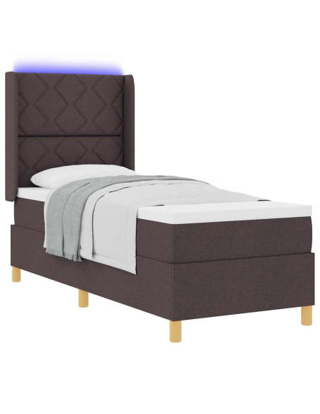 Letto a molle con strisce LED Marrone 80 x 200 cm Tessuto