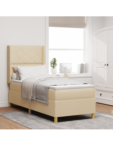 Letto a molle con materasso Crema 140 x 200 cm Tessuto