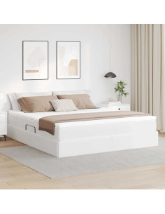 Letto con contenitore e materasso Bianco 180 x 200 cm