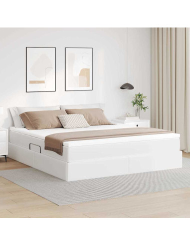Letto con contenitore e materasso Bianco 180 x 200 cm