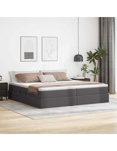 Letto con contenitore e materasso Grigio 200 x 200 cm