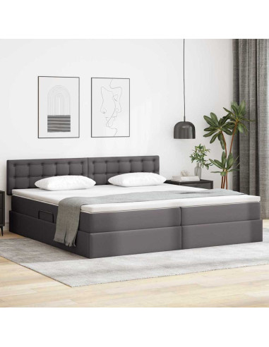 Letto con contenitore e materasso Grigio 200 x 200 cm