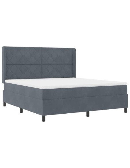 Letto a molle con materasso Grigio scuro 180 x 200 cm Velluto