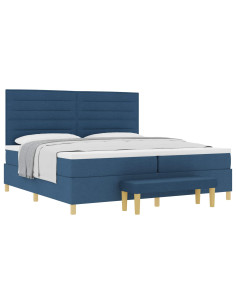 Letto a molle con materasso Blu 200 x 200 cm Tessuto 2