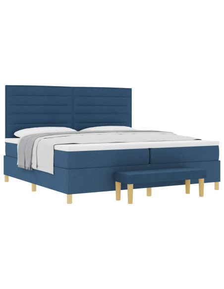 Letto a molle con materasso Blu 200 x 200 cm Tessuto