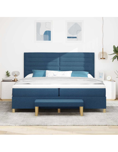Letto a molle con materasso Blu 200 x 200 cm Tessuto