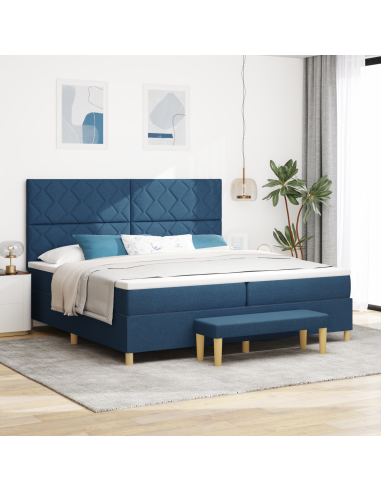 Letto a molle con materasso Blu 200 x 200 cm Tessuto