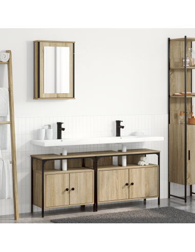 Set di mobili per il bagno 3 pcs Marrone Legno multistrato