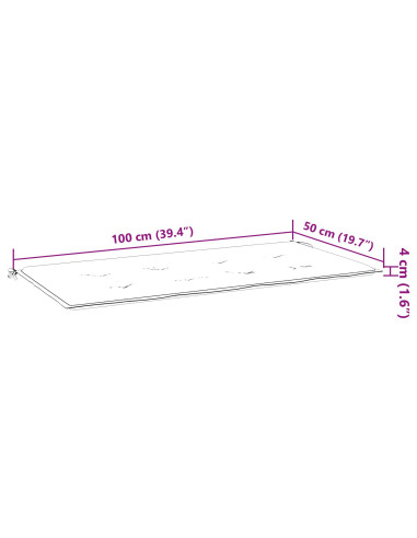 Cuscino per Sedia Motivo Foglia 100 x 50 x 3 cm Tessuto Oxford