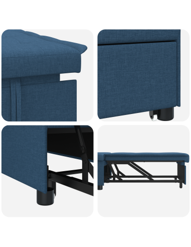 Divano Letto Estraibile Blu 194 x 50 x 82 cm Legno compensato