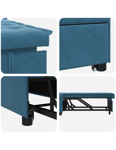 Divano letto Blu 194 x 67 x 82 cm Velluto