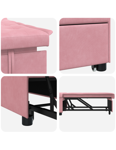 Divano letto Rosa 194 x 67 x 82 cm Velluto