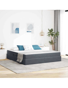 Letto con contenitore e materasso Grigio scuro 160 x 200 cm