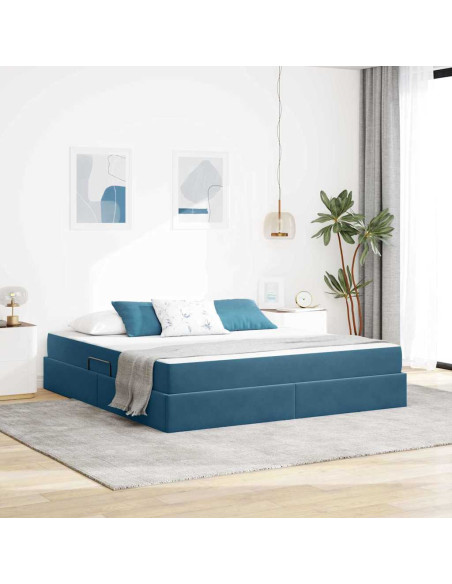 Letto con contenitore e materasso Blu Scuro 160 x 200 cm