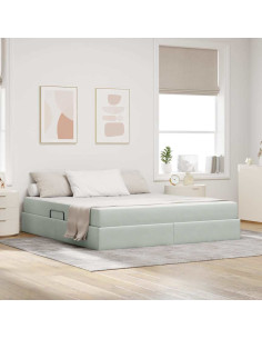 Letto con contenitore e materasso Grigio chiaro 180 x 200 cm