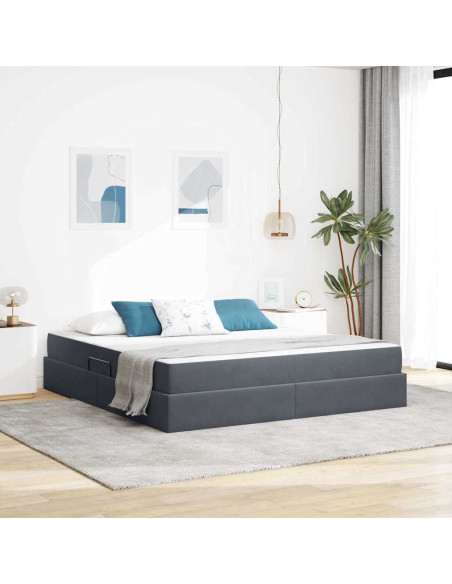 Letto con contenitore e materasso Grigio scuro 180 x 200 cm