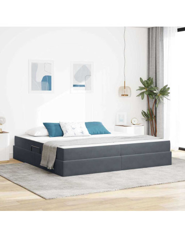 Letto con contenitore e materasso Grigio scuro 200 x 200 cm