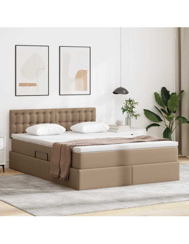 Letto con contenitore e LED con led Cappuccino 140 x 190 cm