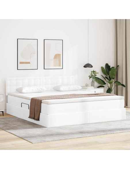 Letto con contenitore e LED con led Bianco Puro 180 x 200 cm