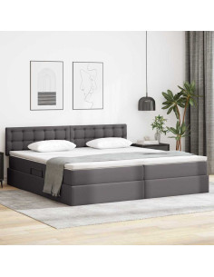 Letto con contenitore e LED con led Grigio chiaro 200 x 200 cm