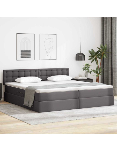 Letto con contenitore e LED con led Grigio chiaro 200 x 200 cm