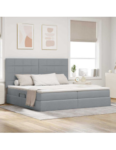 Letto con contenitore e LED con led Grigio chiaro 200 x 200 cm