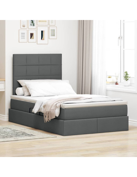 Letto con contenitore e LED con led Grigio scuro 120 x 190 cm