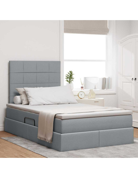 Letto con contenitore e LED con led Grigio chiaro 120 x 200 cm