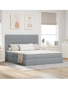 Letto con contenitore e LED con led Grigio chiaro 180 x 200 cm