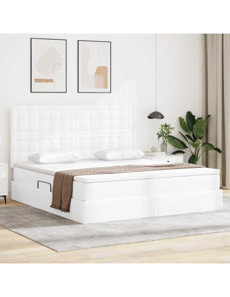 Letto con Contenitore Bianco Puro 180 x 200 cm Pelle Sintetica