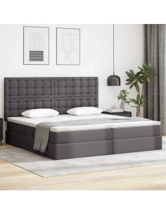 Letto con Contenitore Grigio 200 x 200 cm Pelle Sintetica