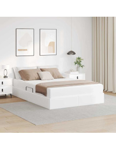 Letto con contenitore e materasso 2 pcs Bianco Pelle