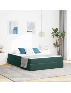 Letto con contenitore e materasso Verde Scuro 140 x 200 cm