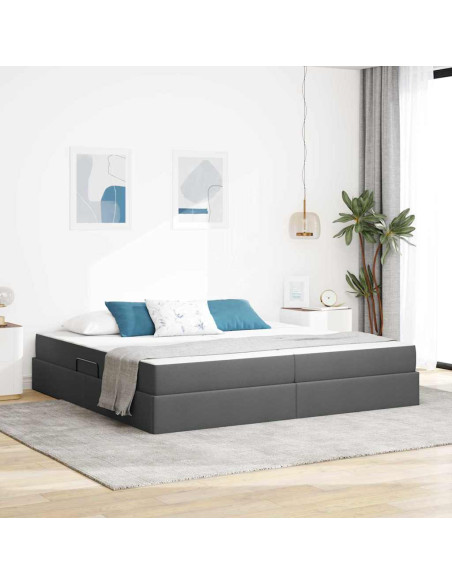 Letto con contenitore e materasso Grigio scuro 200 x 200 cm